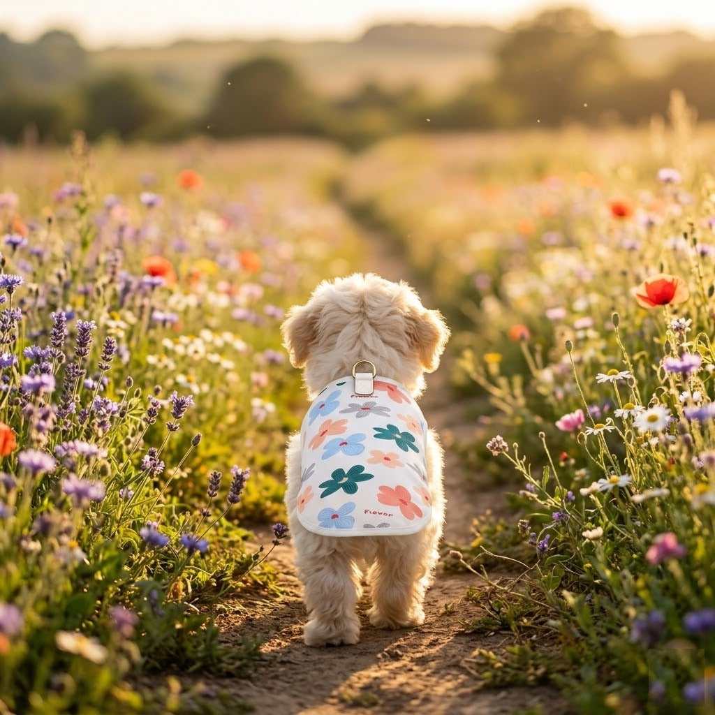 Tenue Fleurie d'Été pour chien modèle Cosmos - en balade fleurie