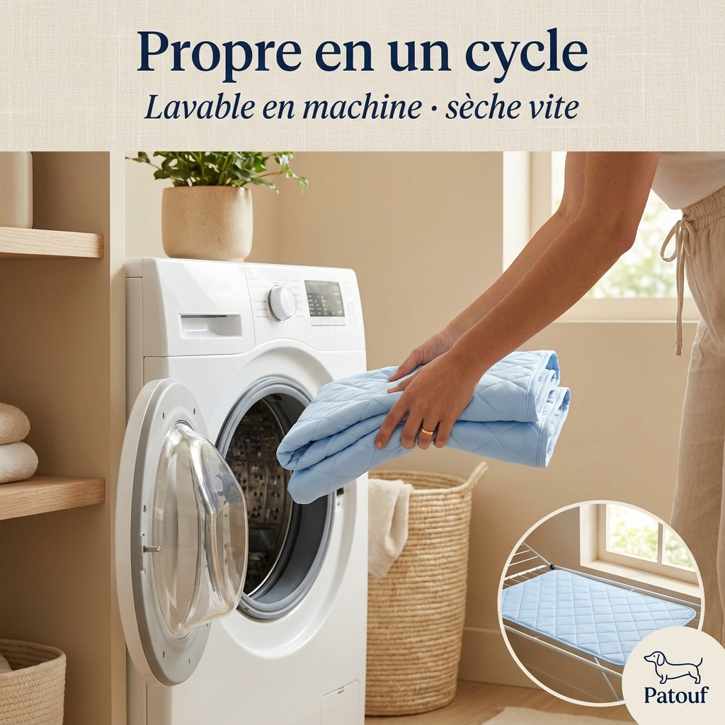 Propre en un cycle - tapis Patouf lavable en machine, seche vite