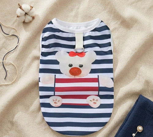 Maillot Matelot Marine pour chien - vue à plat