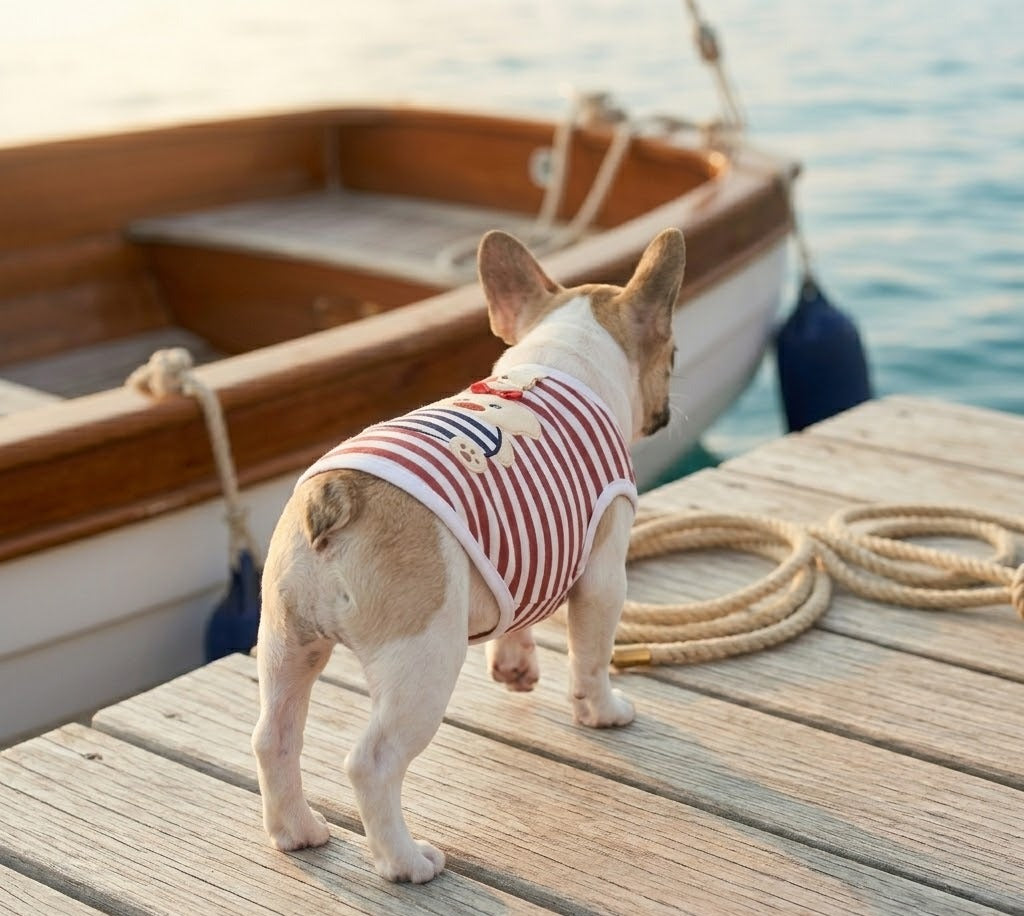 Maillot Matelot Rouge pour chien - en balade