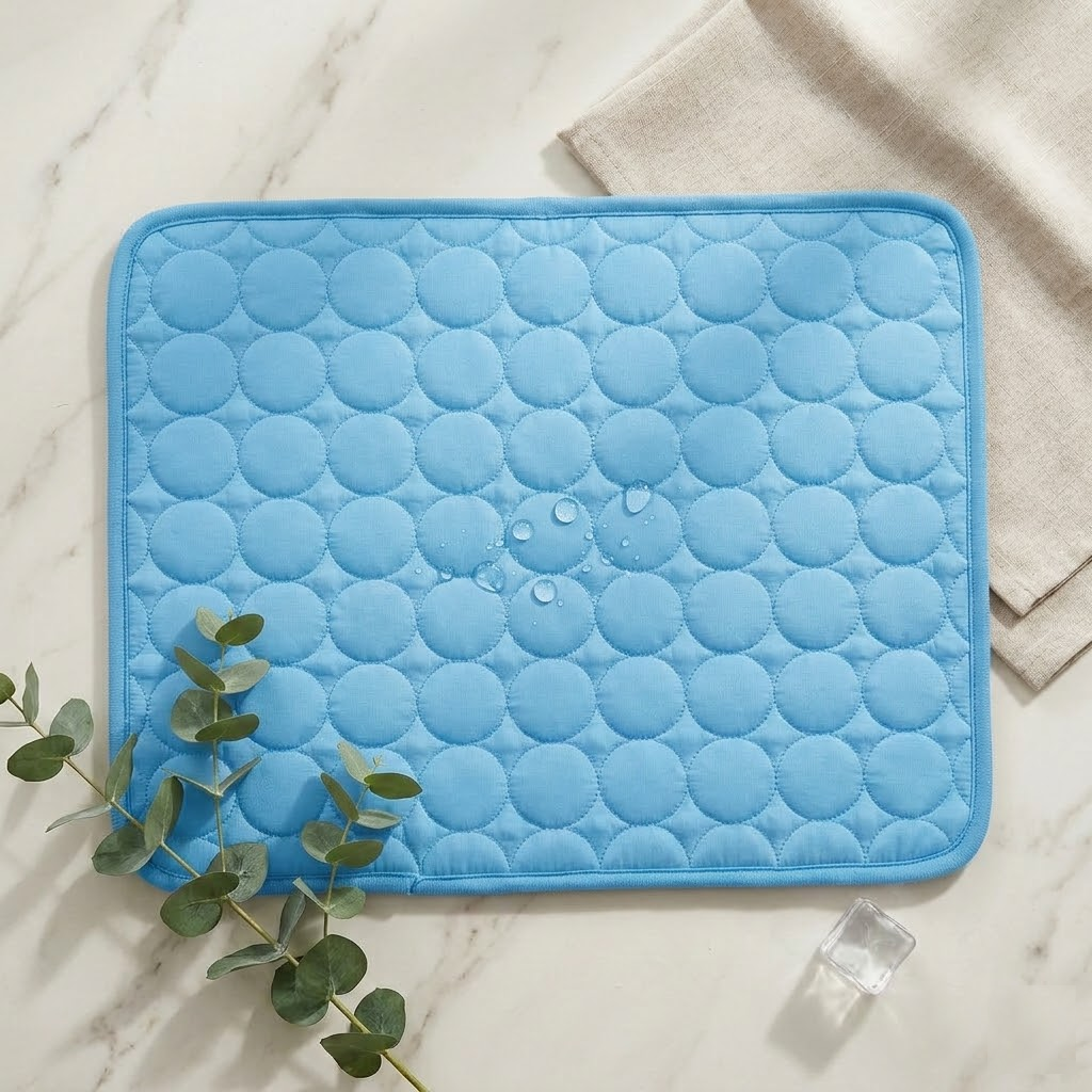 Tapis rafraîchissant pour chien Bleu Glacé - vue à plat