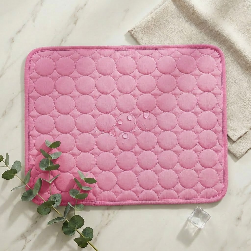 Tapis rafraîchissant pour chien Rose Poudré - vue à plat
